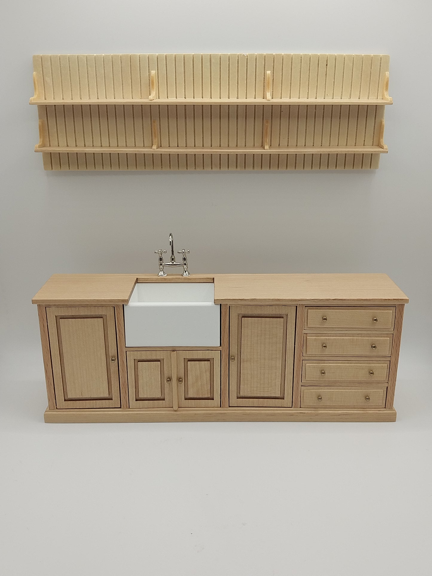 Kitchen Sink with Cupboard & Plate Rack, Oak