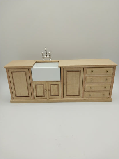 Kitchen Sink with Cupboard & Plate Rack, Oak