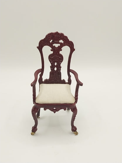 Georgian Arm Chair with Casters,  Mahogany