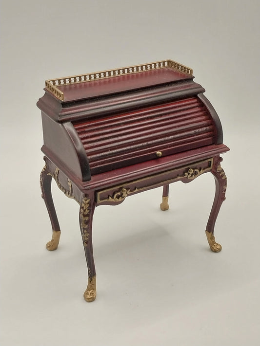 Rochelle Ladies Roll Top Desk, Mahogany & Gold