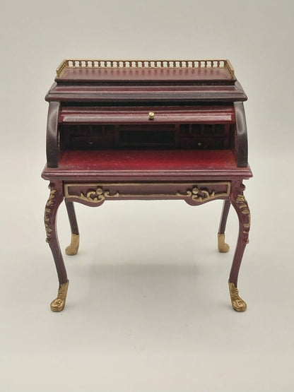 Rochelle Ladies Roll Top Desk, Mahogany & Gold