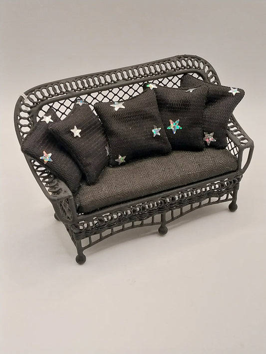 Halloween Wire Wicker Settee, Black