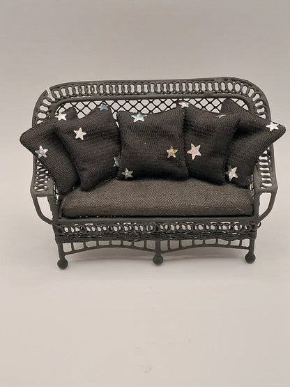 Halloween Wire Wicker Settee, Black