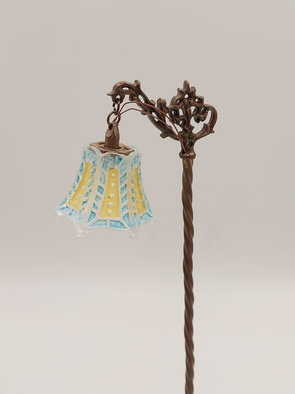 Art Nouveau Bridge Lamp, Blue Crystal