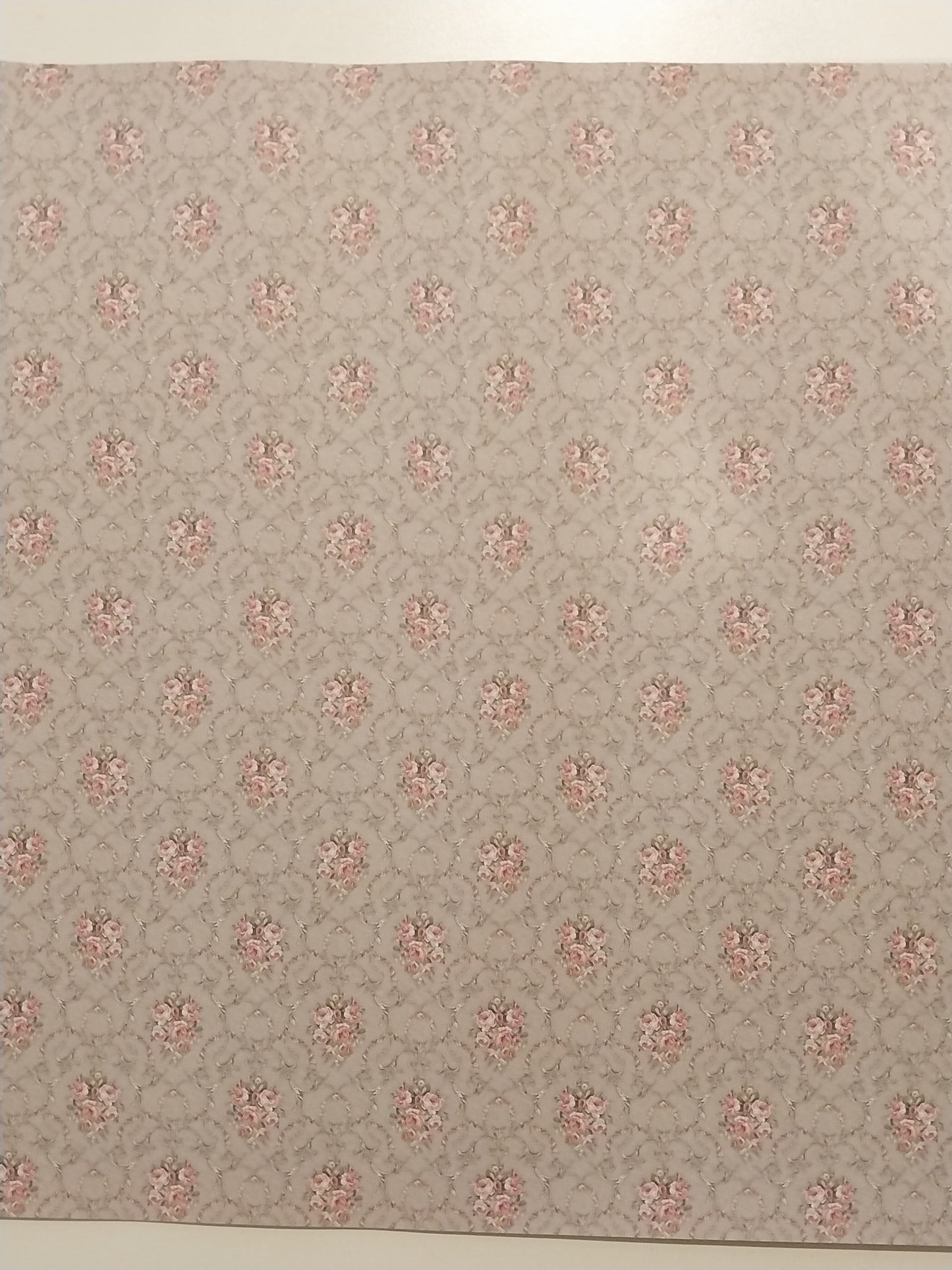 Tan with Pink Floral Wallpaper