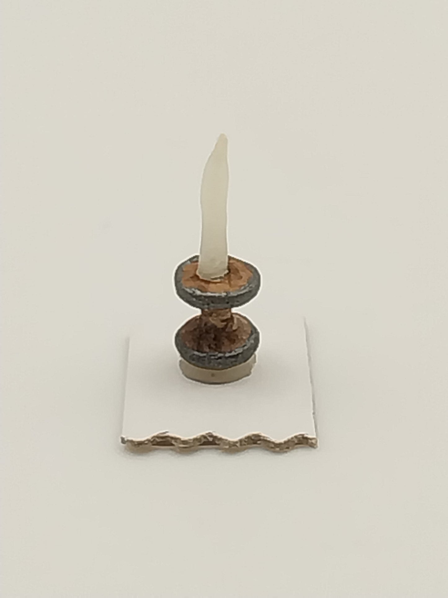 1/2" Scale Faux Bronze Candle Holder with Candle