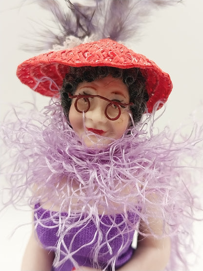 Porcelain Red Hat Society Lady Doll, Bathing Beauty