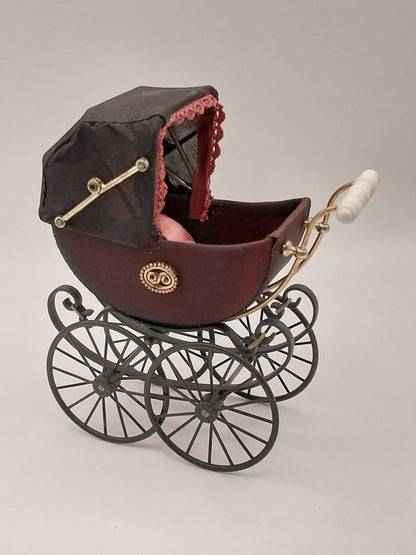 Elegant Pram, Burgundy & Black