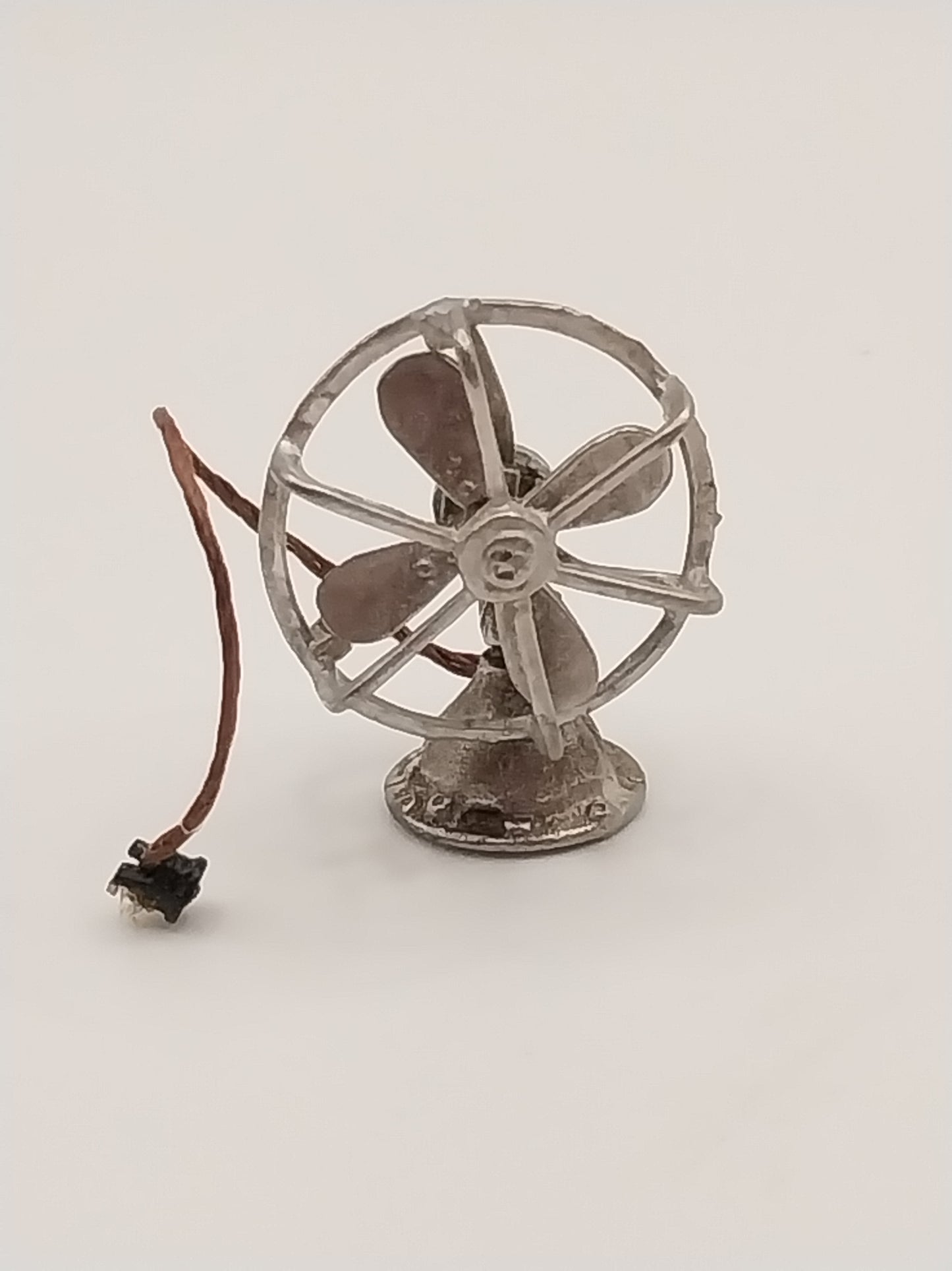 Faux Electric Fan with Cord, Pewter