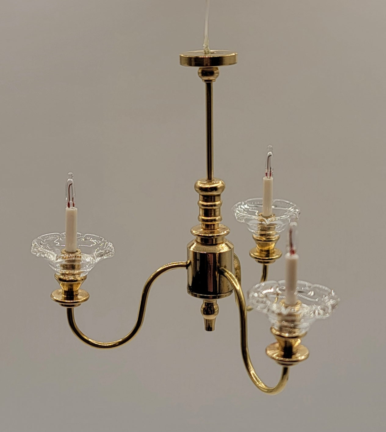 3 Arm Chandelier Brass with Drip Plates
