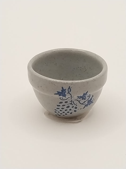 Gray Bowl with Grape Stencil, Stoneware
