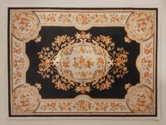 Rug, Black, Cream, Peach, Large
