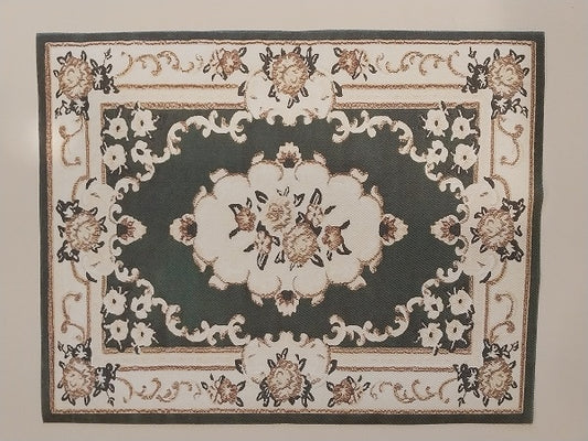 Rug, Oriental, Hunter Green, Ecru, Brown