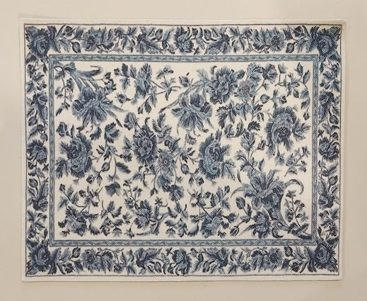 Rug, Oriental, Navy Blue & Cream