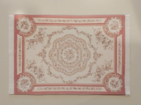 Rug, Oriental, Cream, Coral, & Tan