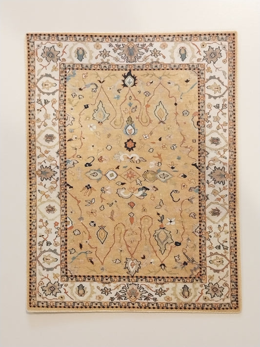 Rug, Oriental, Gold, Navy, & Cream