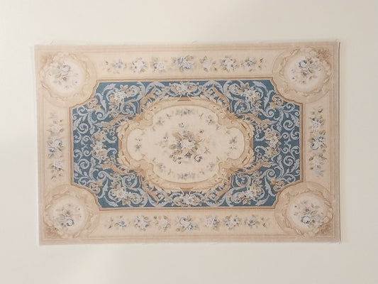 Rug, Oriental, Blue & Tan