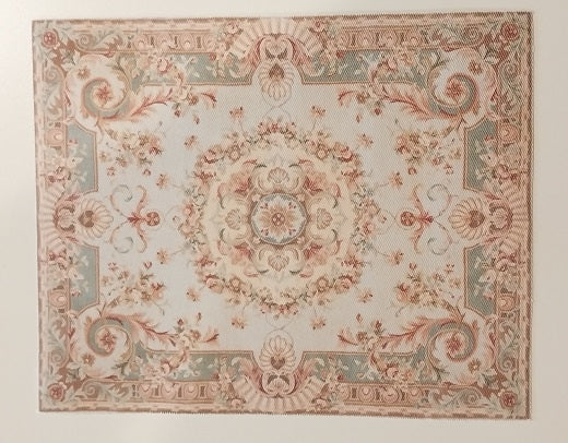 Rug, Oriental, Sage, Tan, & Burgundy