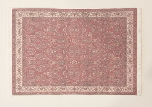 Rug, Oriental, Tan & Burgundy