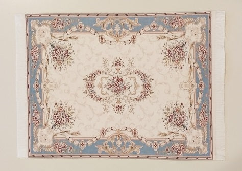 Rug, Oriental, Cream, Blue, Burgundy