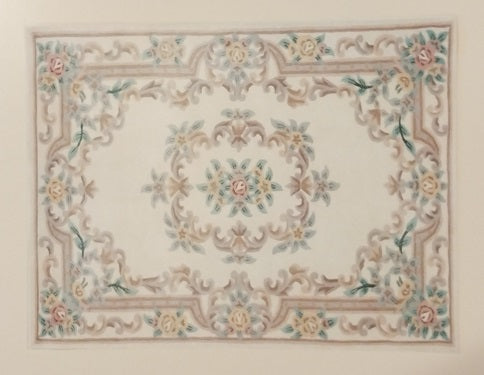 Rug, Oriental, Lavender, Cream, & Rose