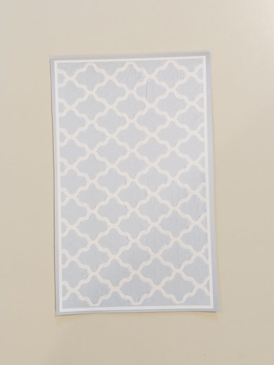 Rug, Stenciled, Blue, Tan, Cream
