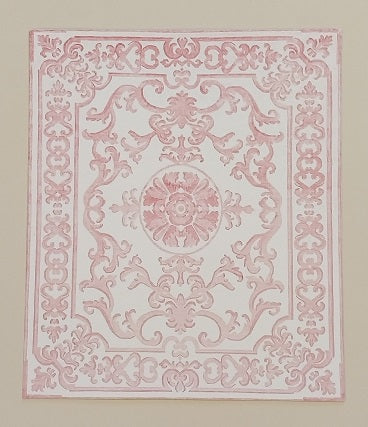 Rug, Stenciled, Pink & White