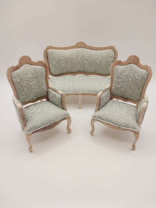 Queen Anne Sofa & 2 Chairs, Unfinished