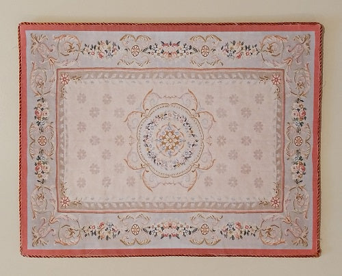 Rug, Floral, Coral, Blue, Gray, Cream, Medium