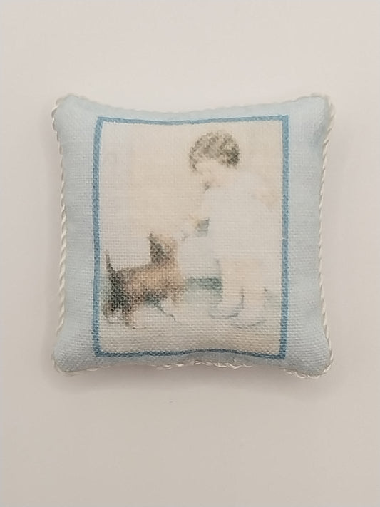 Silk Pillow, Boy with Dog