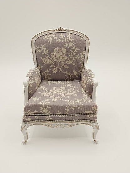Louis XV Arm Chair, Grey Floral