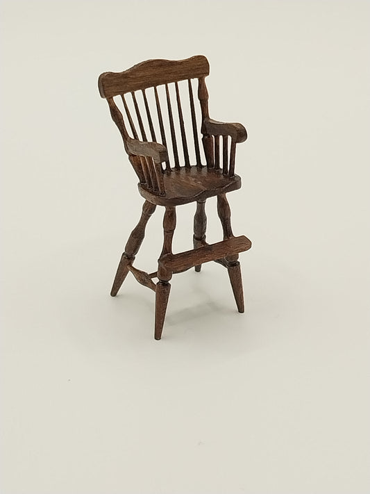 1/2" Scale Colonial High Chair, Walnut