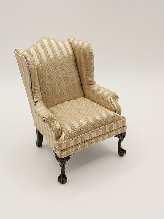 Wing Chair, Yellow Stripe