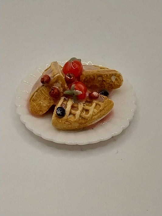 Waffles With Yogurt & Berries On Plate