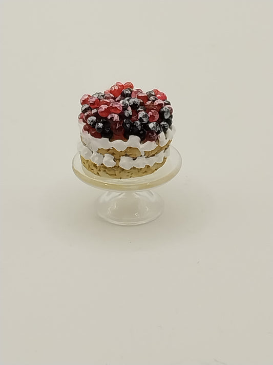 1/2" Scale Mixed Berry Cake On Cake Plate