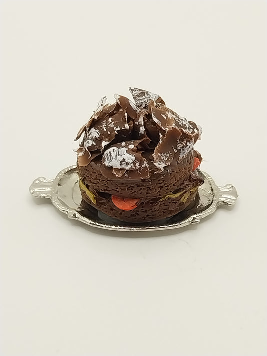 Black Forest Cake On Silver Tray