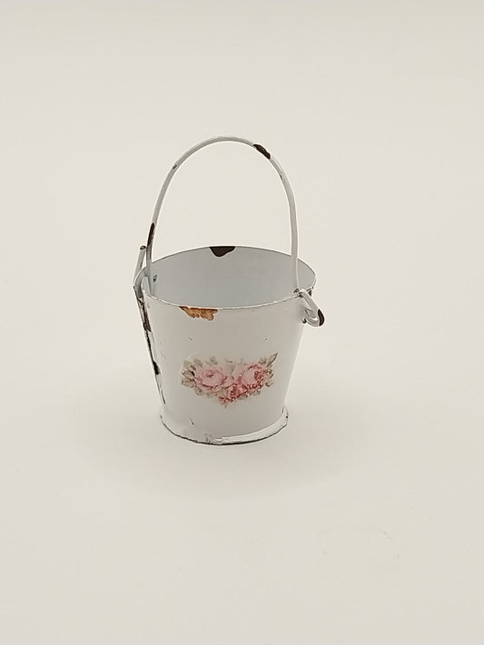 Tin Bucket, Shabby Chic, Pink Floral