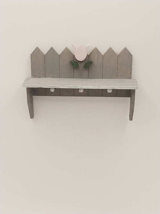 Wall Shelf, 3 Peg, Gray