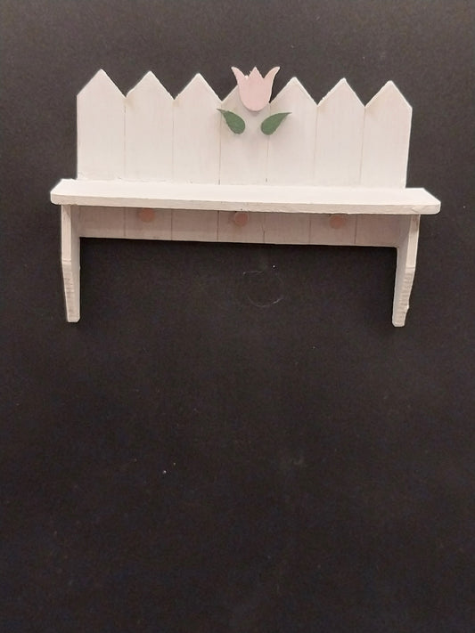 Wall Shelf, 3 Peg, White