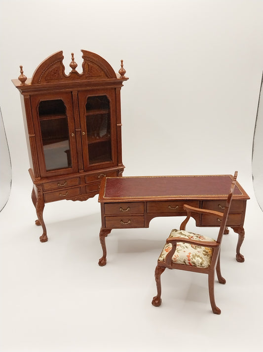 Desk Set With Bookcase, 3pc, Walnut