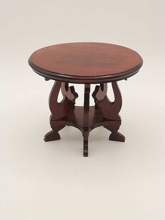 Round Swan Leg Tea Table, Mahogany