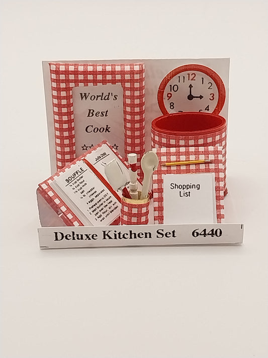 CPW091, Deluxe Kitchen Set, Red Plaid