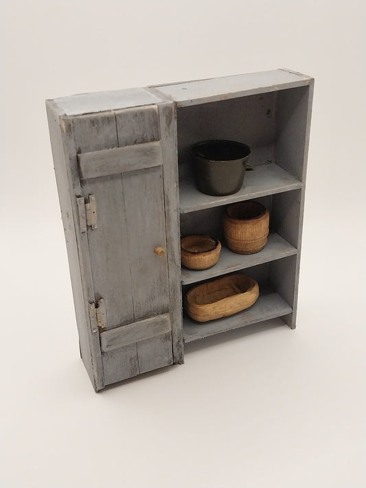 Wooden Bucket Shelf With Bowls