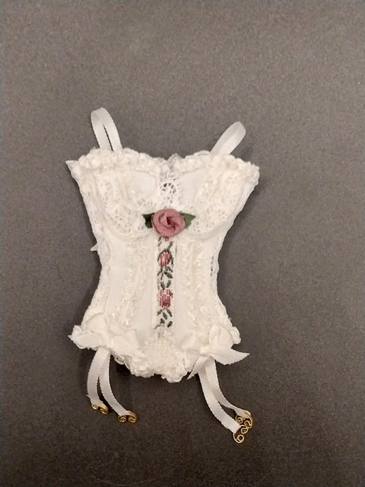 Silk Corset, White & Purple