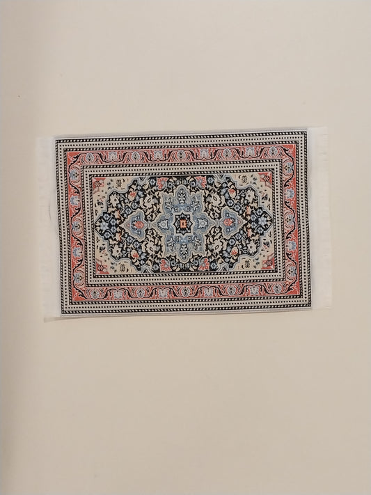 Rug, Oriental, Blue, Pink, Gold