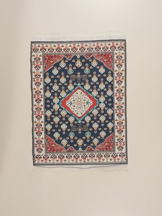 Rug, Oriental, Navy, Red, Cream