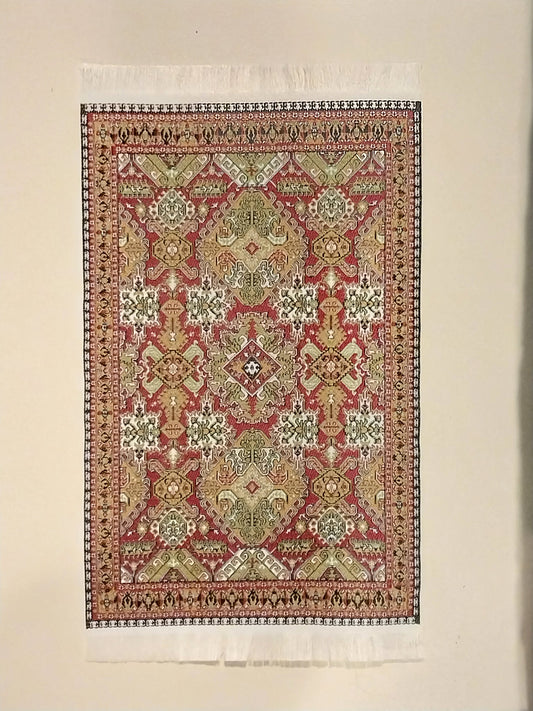 Rug, Oriental, Red, Olive, White