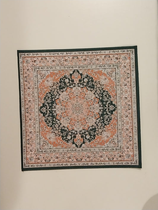 Rug, Oriental, Peach, Green, White