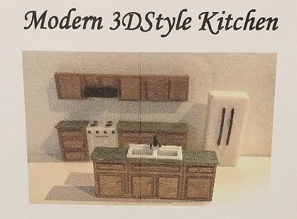 1/4" Scale Modern 3D Kitchen Set Kit, 6pc