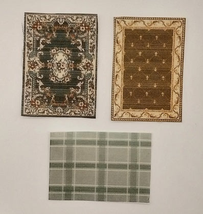 1/4" Scale Rugs, 3pc, Green & Burgundy